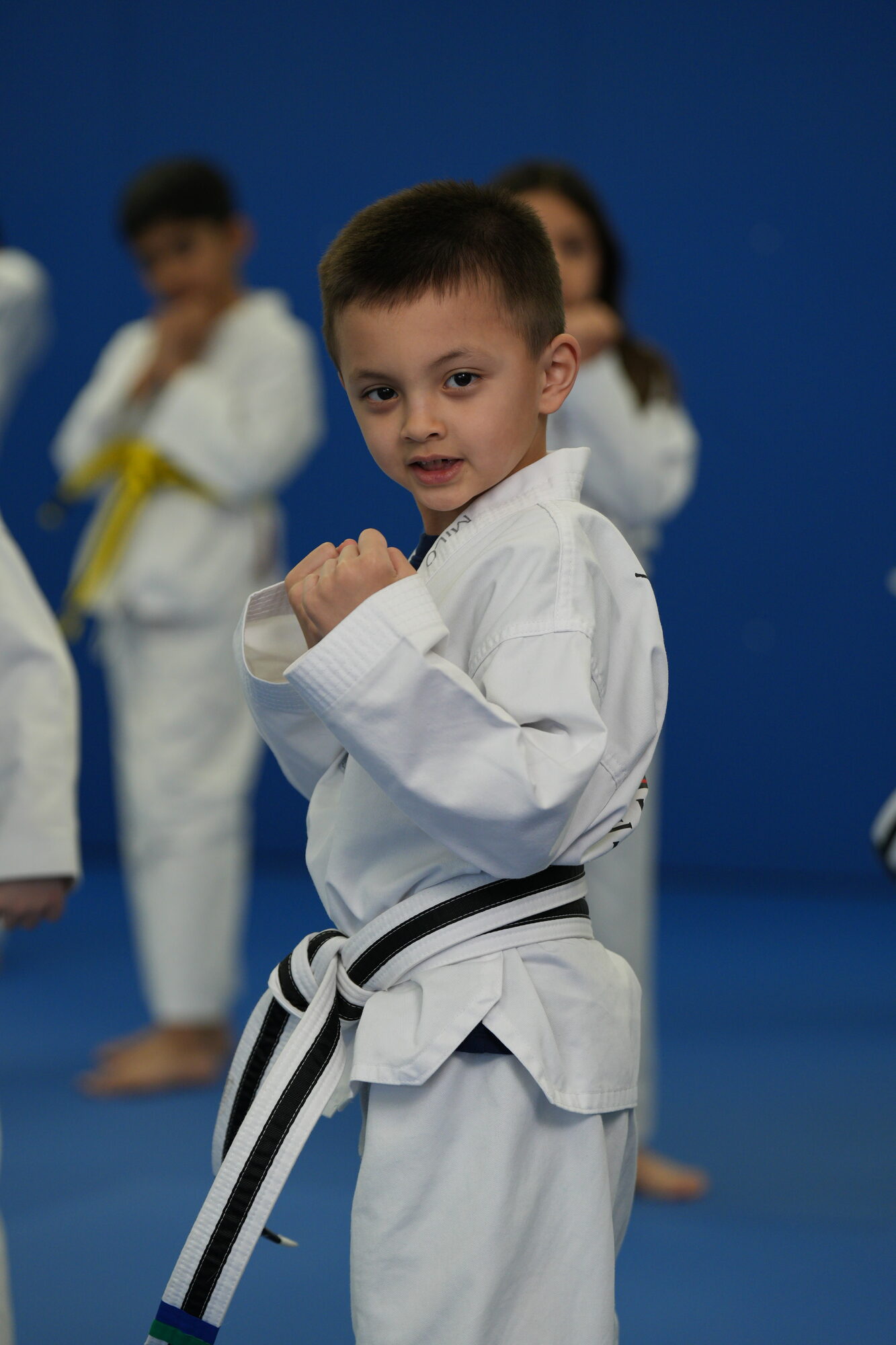 Taekwondo student demonstrating discipline